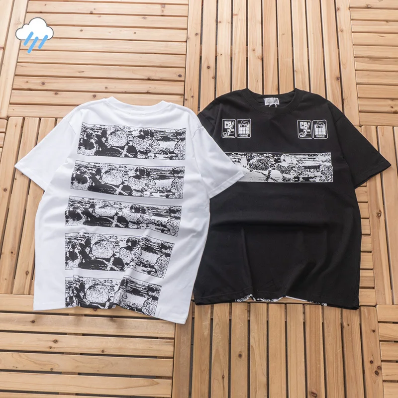 

Black White Streetwear Tee Tops Abstract Pattern Full Printing CAV EMPT C.E T-Shirt Men Women CAVEMPT T Shirt With Tags
