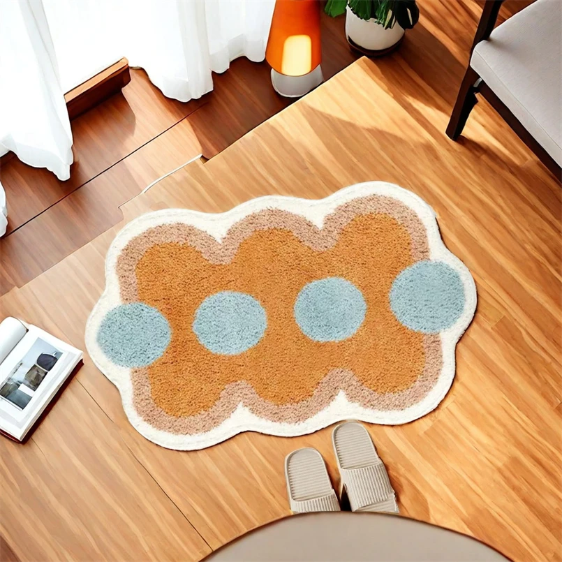 Simple Geometric Shapes ufted Carpet Mat Soft Fluffy Thick Tuftting Room Entry DoorMat Anti-slip Rug Entrance Floor Mat