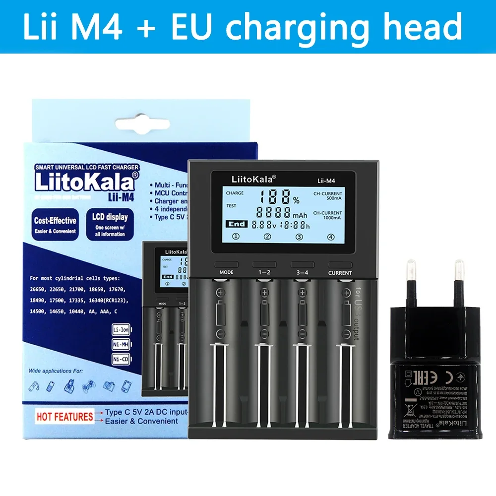 5 sztuk Lii-M4S Lii-M4 LiitoKala 18650 inteligentna ładowarka wyświetlacz LCD dla 26650 21700 18500 20700 21700 16340 CR123A AAA bateria