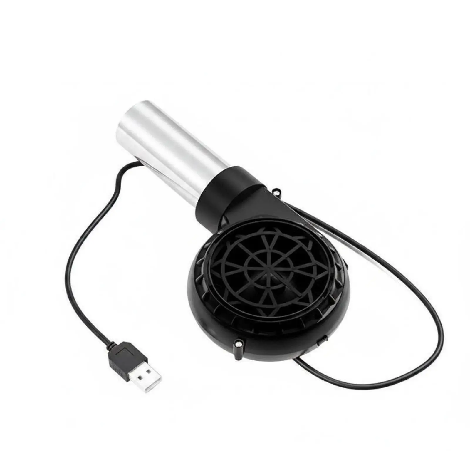 USB Combustion Starter Fan Strong Air Stream Electric Coals Blower Stainless Steel Nozzle Variable Speed BBQ Blower for