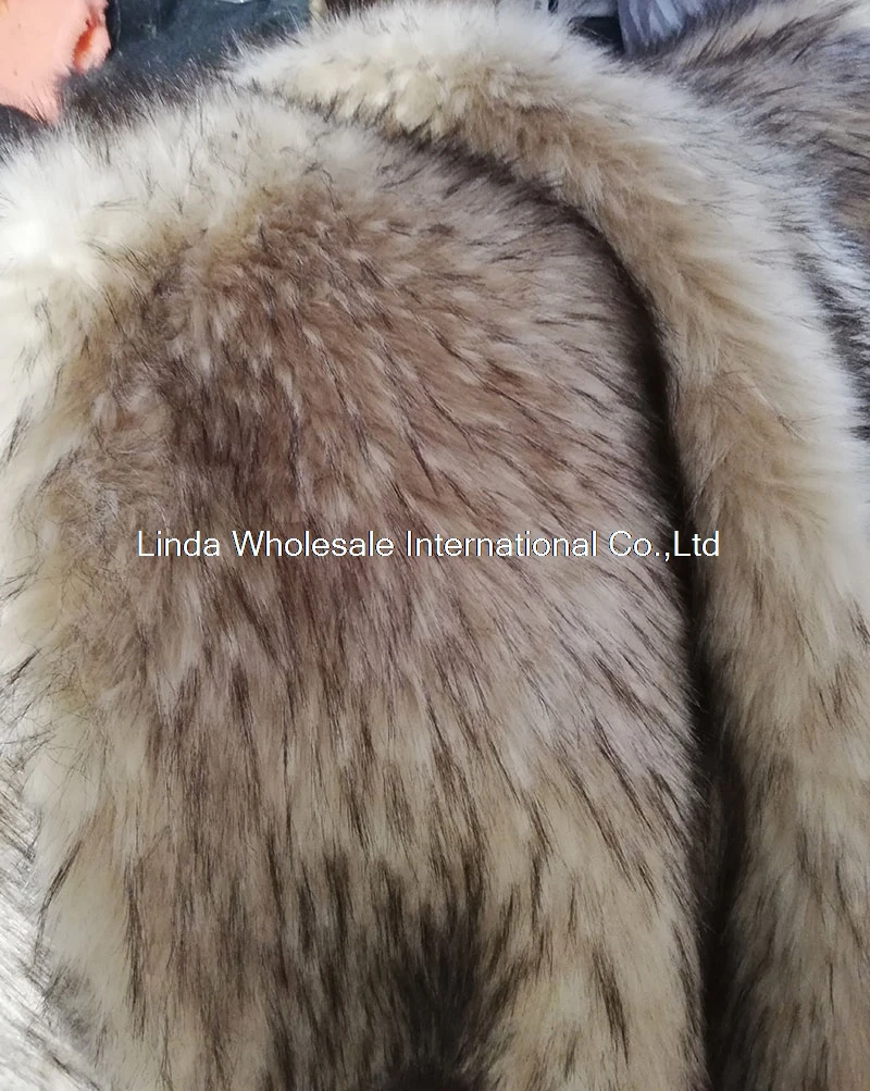 High-grade Apricot color thick imitation raccoon long plush fabric,Collar material,faux fur fabric