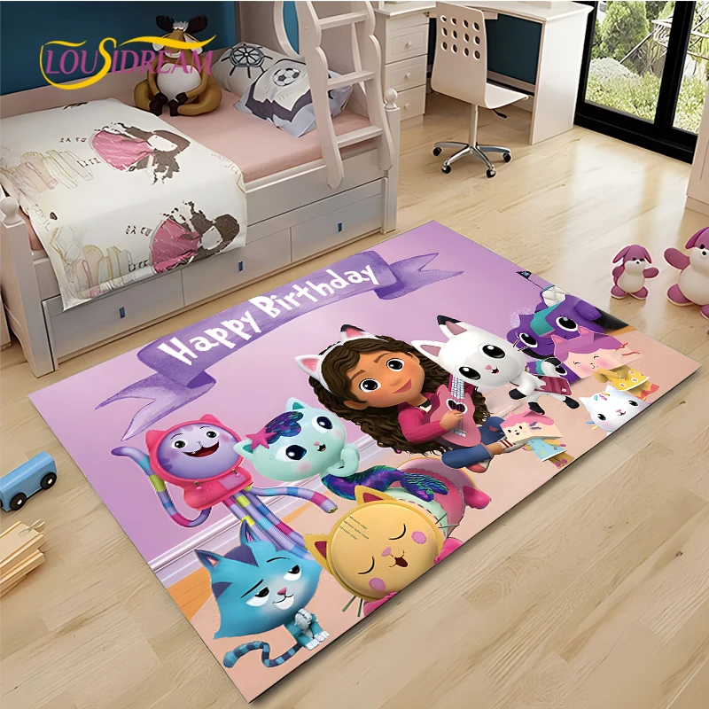 Cartoon kawaii Gabby's dollhouse Anime Cute UnSlip Carpet for Bedroom Living Room Playroom Sofa Rug,Kitchen,Door Floor Mat Gift