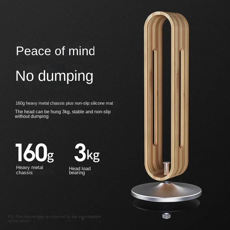 Headphone Holder Aluminum Alloy Desktop Bamboo Wood Silicone Art Storage Rack Game Headset Holder