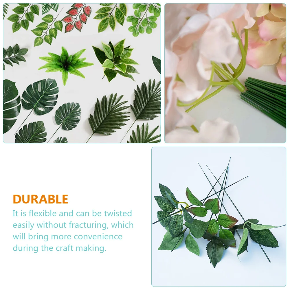 

100 Pcs Artificial Flower Stems Plastic DIY Wedding Decoration Faux Flowers Floral Arrangement Craft Materials