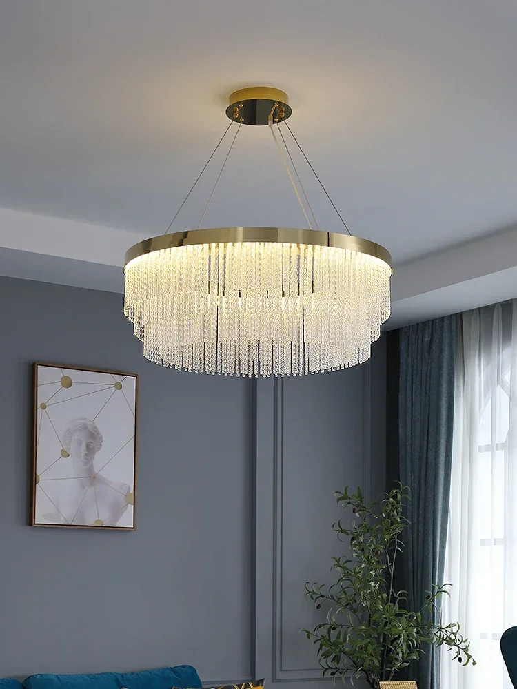 

Lustre Nordic Light Modern New Tassel Chandeliers for Living Room Kitchen Island Home Decor Luxury Crystal Pendant Hanging Lamps