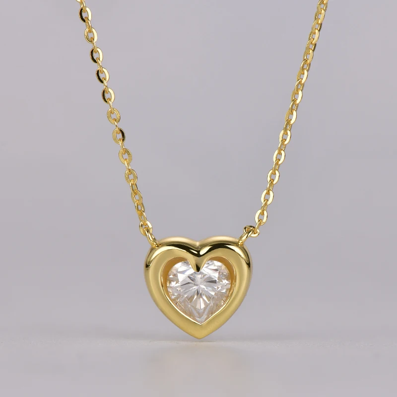 

6.5MM 1CT Heart D VVS1 Moissanite Pendant Necklace 925 Sterling Silver Necklace for Women Eternity Love Anniversary Jewelry Gift