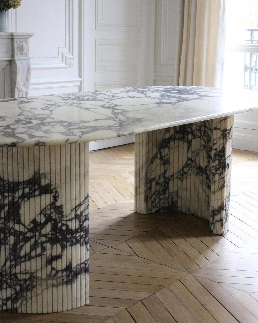 h*-Natural French Style Calacatta Viola Marble Dining Table Italian Imported Modern Design Rectangular 8-Seater Island Table