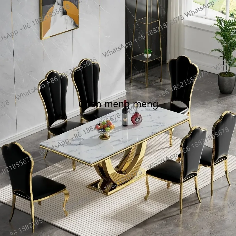 

Dining Room Salon Dining Table Chair Side Luxury Office Section Marble Stretch Dining Table Living Room Furniture