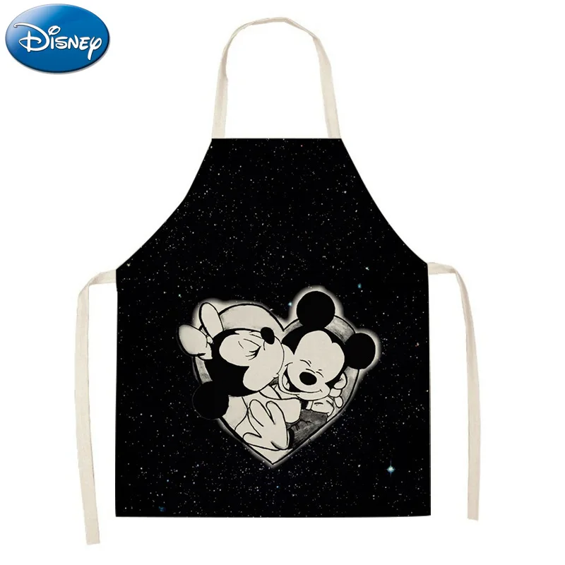 Disney Mickey mouse Cartoon Kitchen Apron Adult Child Household Cleaning Cotton Linen Pinafore Salon Home Cooking Baking tools