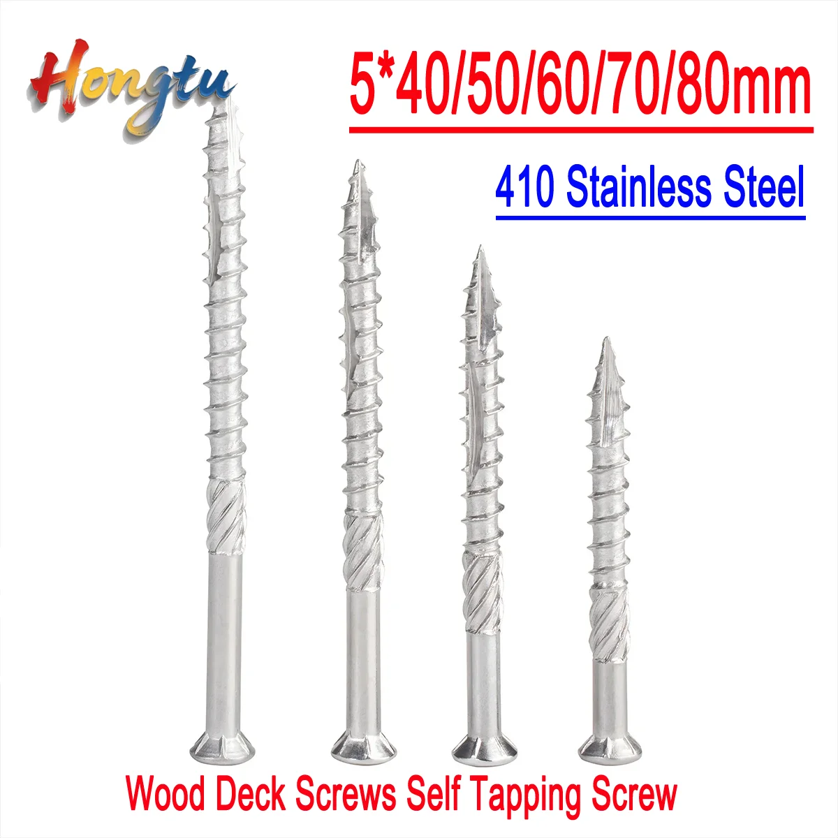 

5*40/50/60/70/80mm Torx Slot Knurled Type Screw 410 Stainless Steel Wood Deck Screws Self Tapping Screw for Driving Skru Tapping