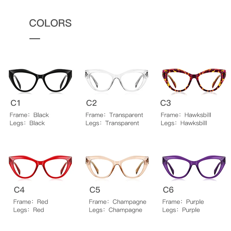 VCKA Cat Eye Myopia Glasses Frame  Fashion Women Anti Blue Light Prescription Photochromism Computer Eyeglasses -0.50 TO -10
