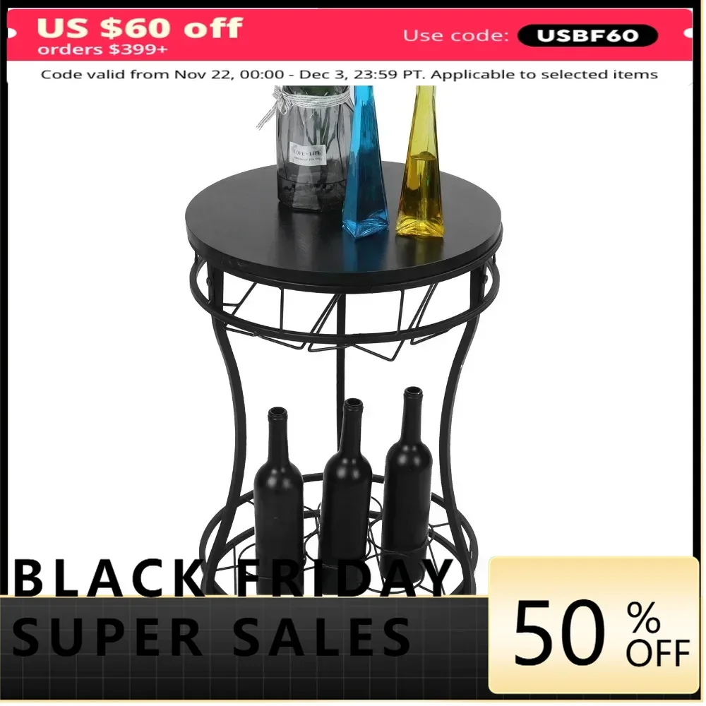 Wine Holders, Round Freestanding Iron Wine Rack Organizer Bottle Holder for Kitchen Restaurant Bar, Wine Holders