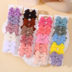 10Pcs/Set Colorful Soft Cotton Bow Hairpins Sweet Plaid Design Mini Hair Clips Toddler BarrettesFor Baby Girls Hair Accessories