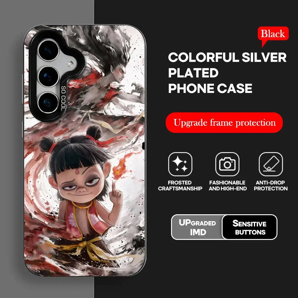 New Films Ne Zha 2 Chinese Phone Case IMD Colorful Case Silver for Samsung Galaxy S25 S24 S23 S22 S21S20 Plus Ultra