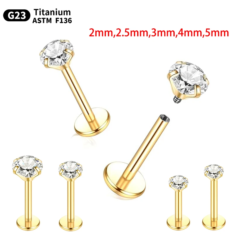 

5/10Pcs G23 Titanium Labret Stud Lip Rings Internal Thread Rook Lobe Tragus Helix Cartilage Flat Back Earring Piercing Jewelry