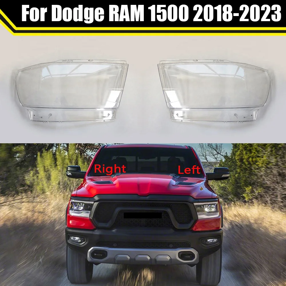 Car Headlight Cover For Dodge RAM 1500 2018-2023 Headlamp Lampshade Lens Shell Replace Front Head Lamp Transparent Lampcover