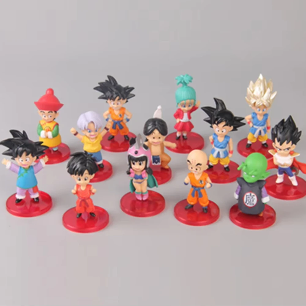 13 pçs/1 conjunto dragon ball son goku figura wcf super saiyan son gohan krillin kiki personagem modelo brinquedo presente coleção figura de ação