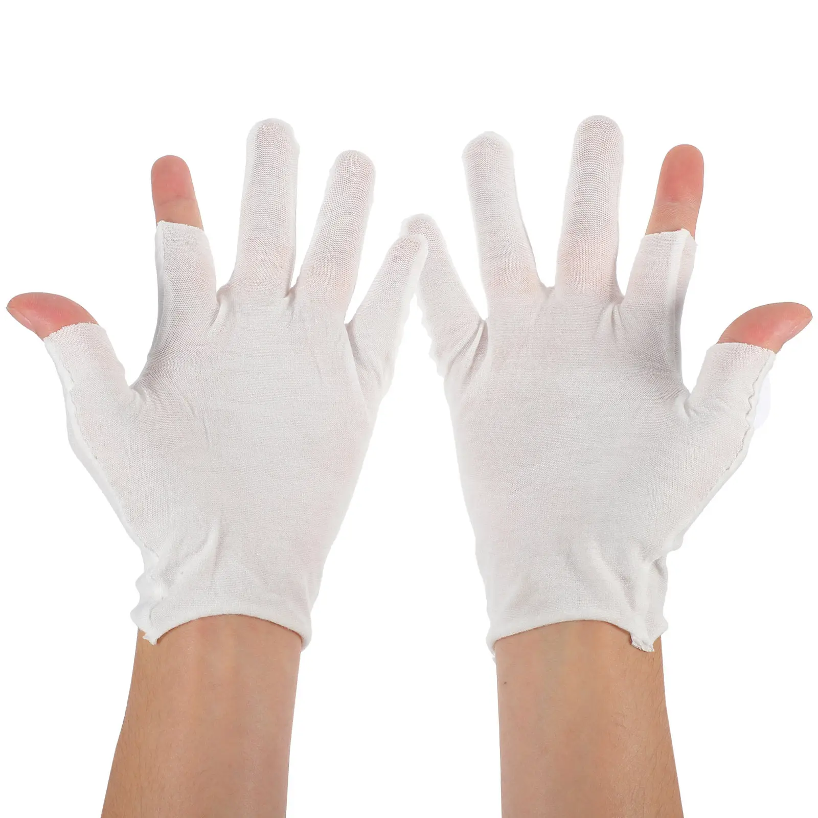 12Pairs Classic White Cotton Gloves Fingerless for Dry Hands Moisturizing Overnight Working Cotton Gloves for Women Men Adults