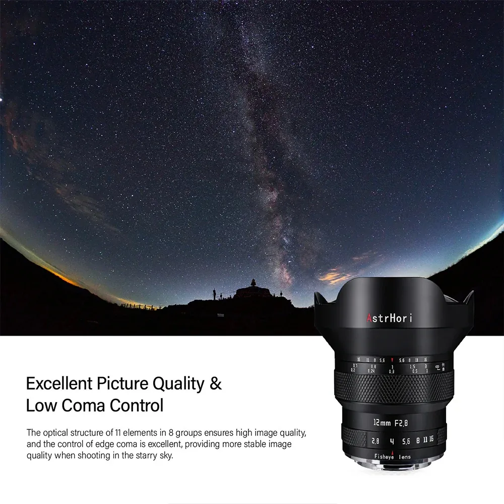 AstrHori 12mm F2.8 Fisheye Lens Full Frame Manual Prime Ultra Wide Angle Lens for Sony E Canon RF Nikon Z Sigma LUMIX L Mount