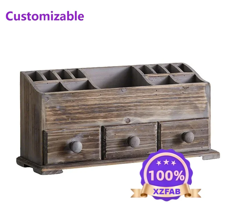 Factory Direct 2026 Retro solid wood desktop vanity box decorative cabinet antique and old simple finishing and storage antique