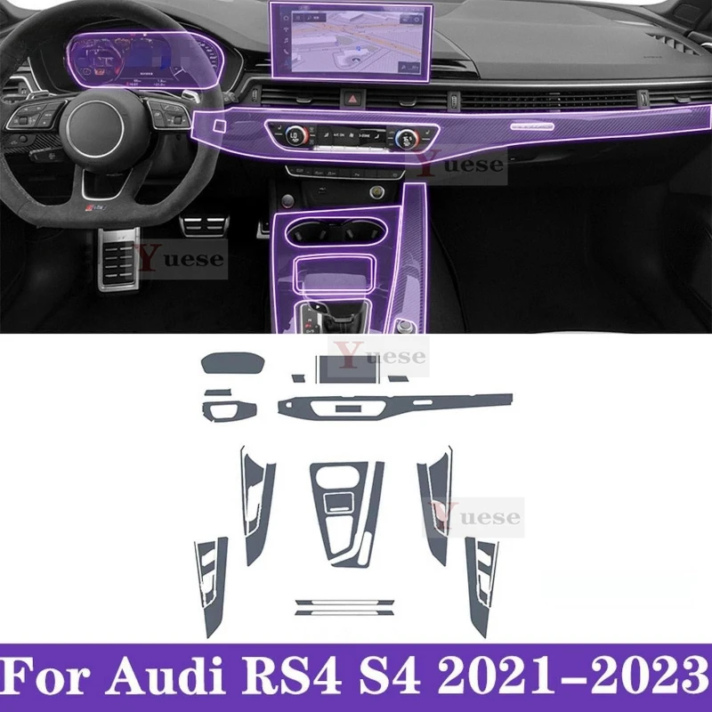 

For Audi RS4 S4 2019-2024 car navigation screen protector invisible transparent film TPU interior film Stickers
