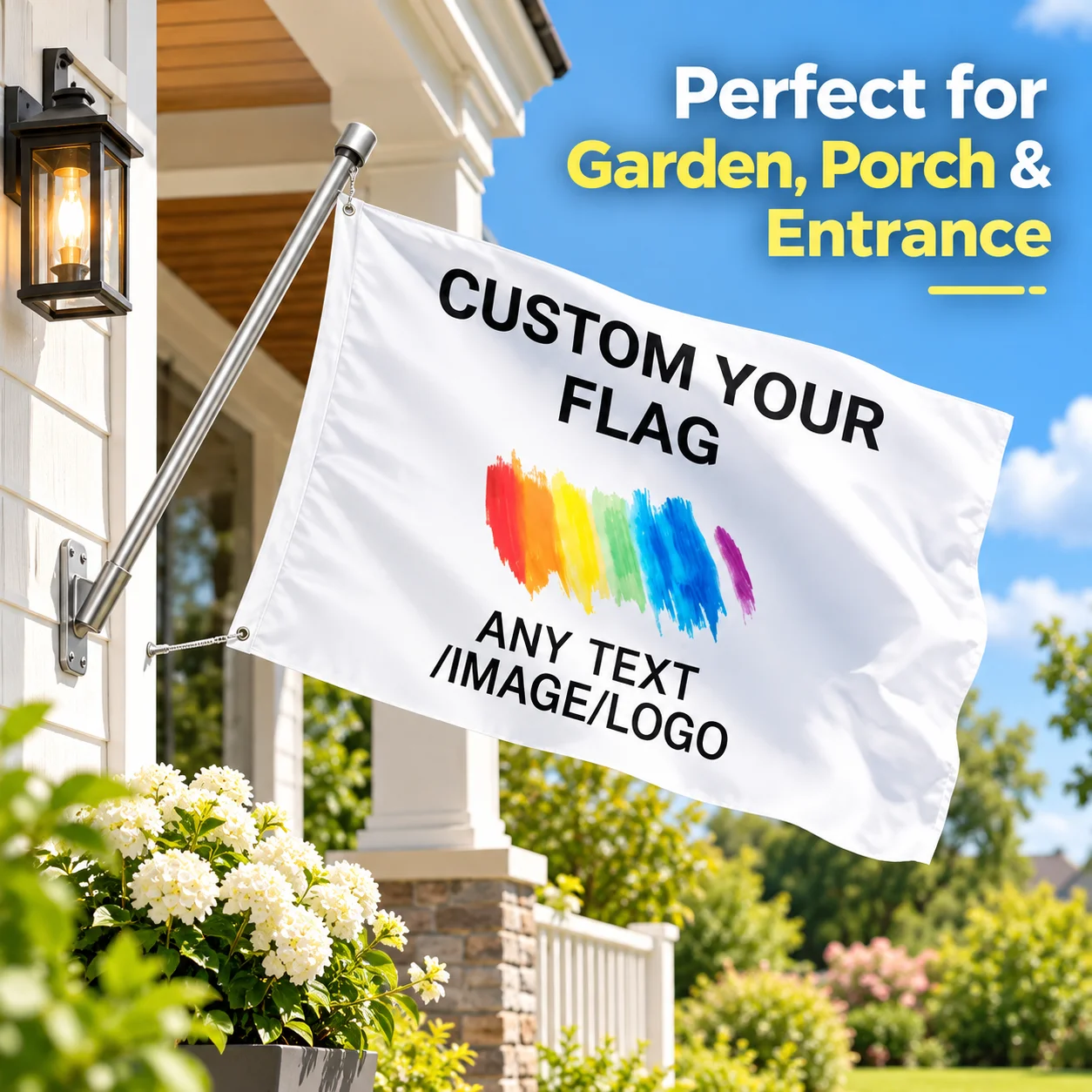 1x Custom Outdoor Flag Personalized Photo Logo Text Flag Single Sided Printed Banner Garden Yard Porch Business Party Decoration