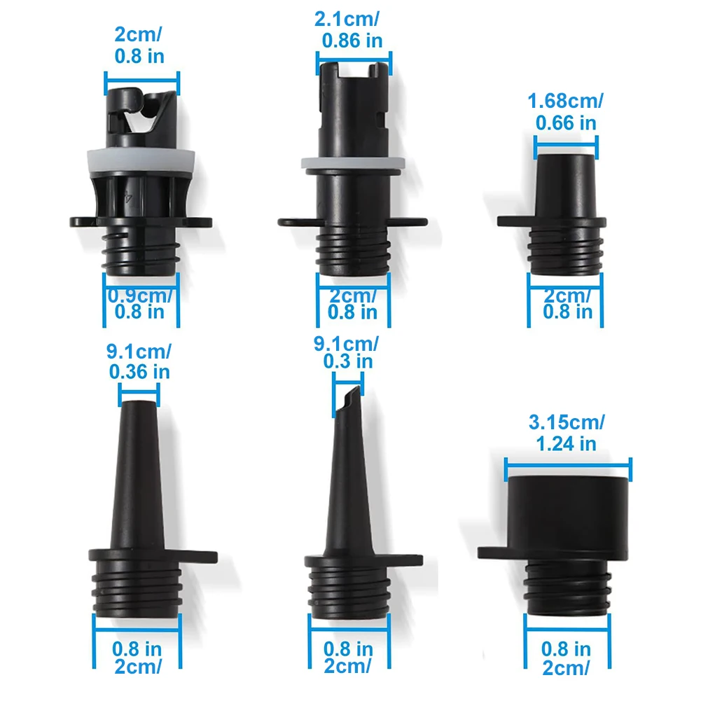 6Pcs Air Valve Adaptor for SUP Board Inflatable Pump Adapter Paddle Boat Kayak Air Valve Pump Connector Tire Air Compressor Kit