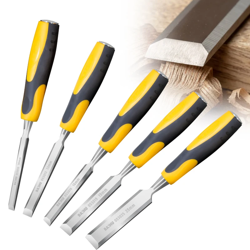 10/13/16/19/25 مللي متر 5 قطعة مجموعة أزاميل نحت الخشب المهنية لأعمال النجارة مع أدوات نحت الخشب المريحة أداة مساعدة ذاتية الصنع #1