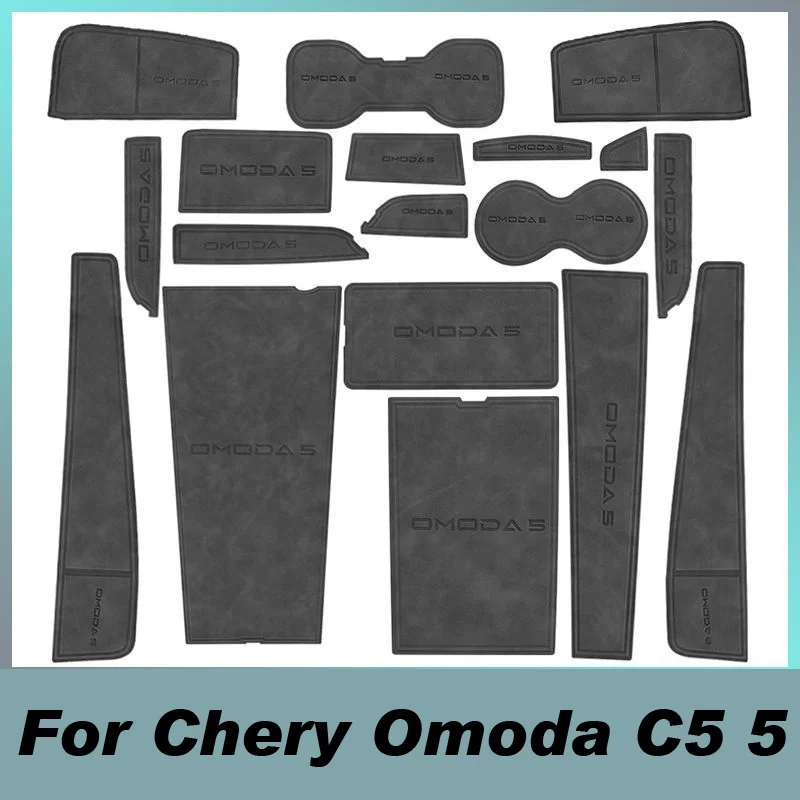 Car Door Slot leatherCoaster Storage Box Non-slip Mat Interior Decoration Protect Cover For Chery Omoda C5 E5 2022 2023 2024