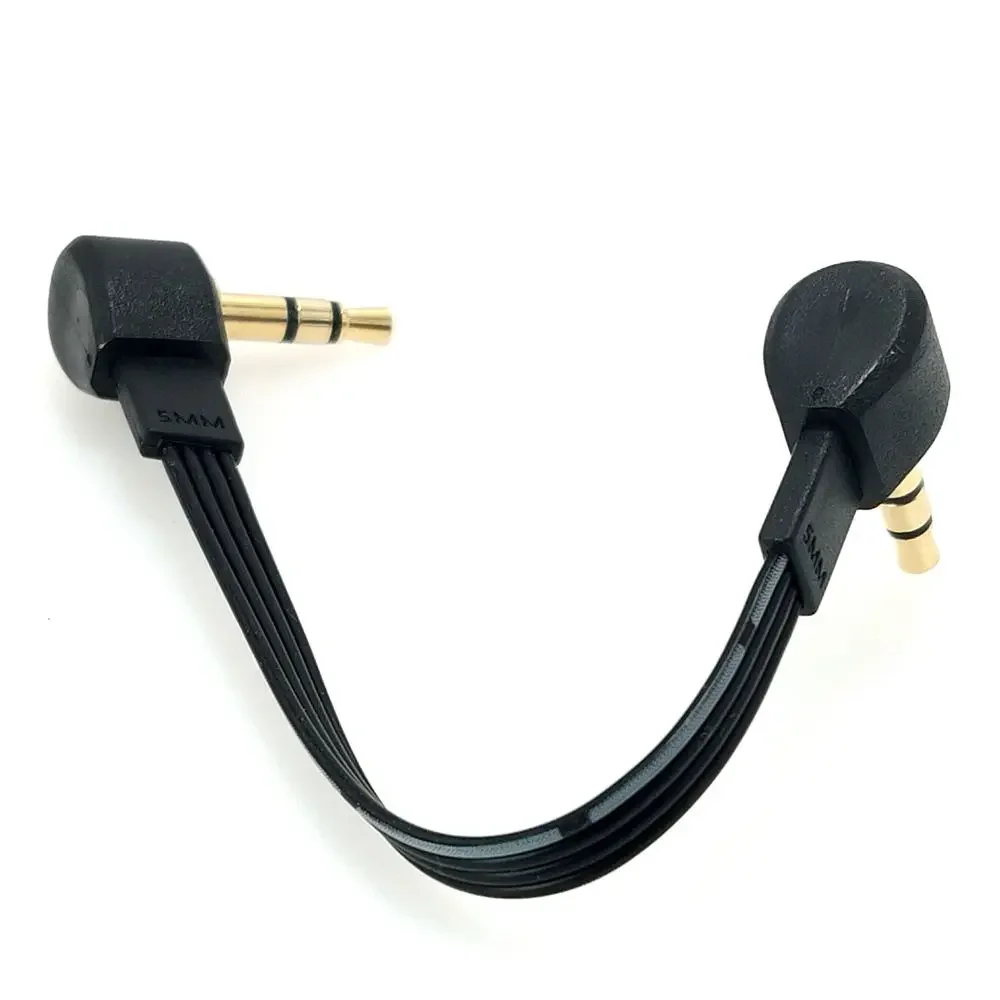 AUX car audio cable 4-section ultra short double elbow L-shaped recording car phone car speaker 3.5mm male to male