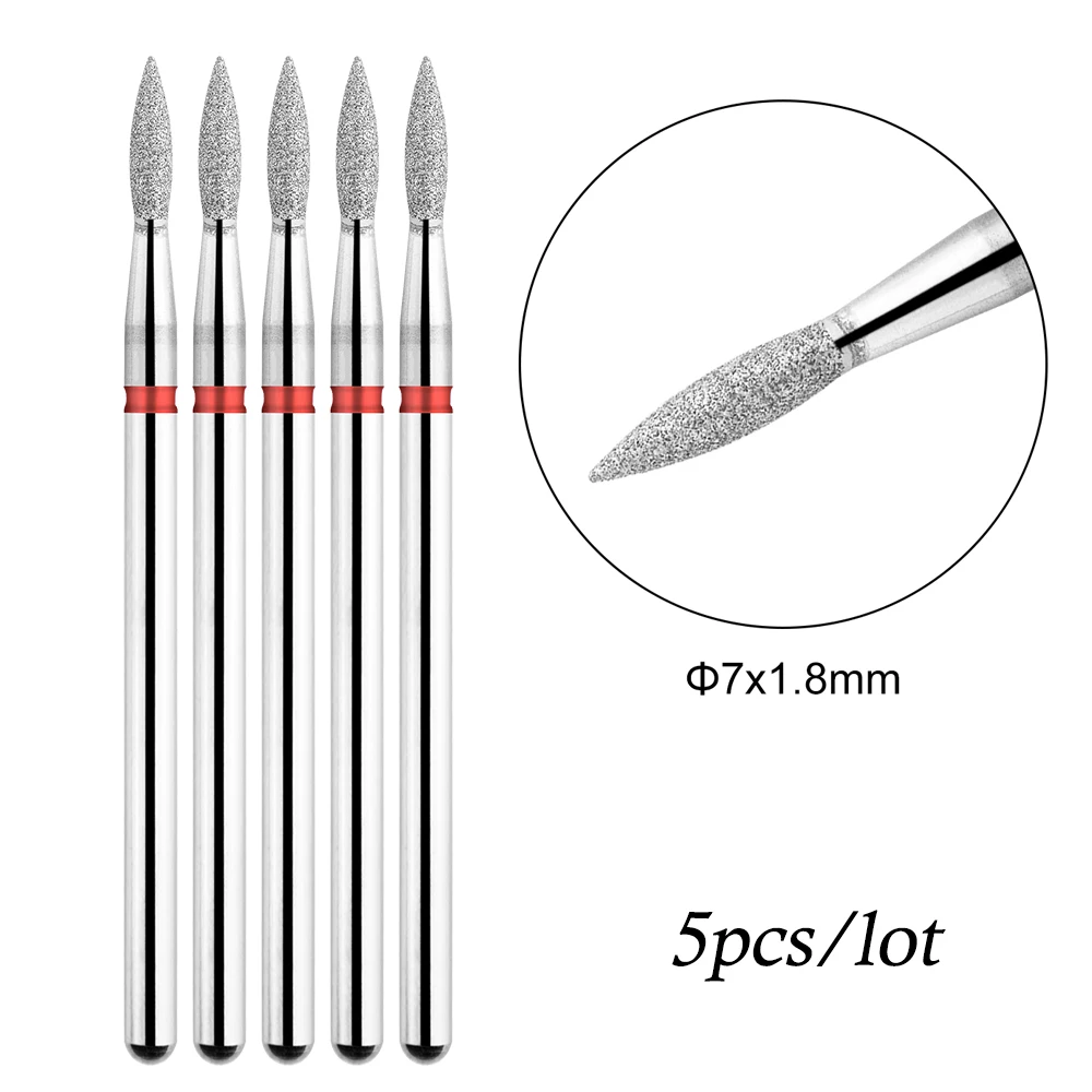 TP 5 teile/los Diamant Nagel Bohrer Bits 3/32'' Flamme Nagel Bits Elektrische Fräser Für Maniküre Rotary Häutchen sauber Nagel Werkzeuge