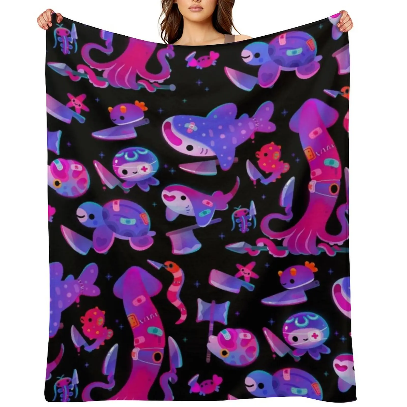 

Stabby marine life Throw Blanket Luxury Throw Decorative Beds Giant Sofa Thermal Blankets