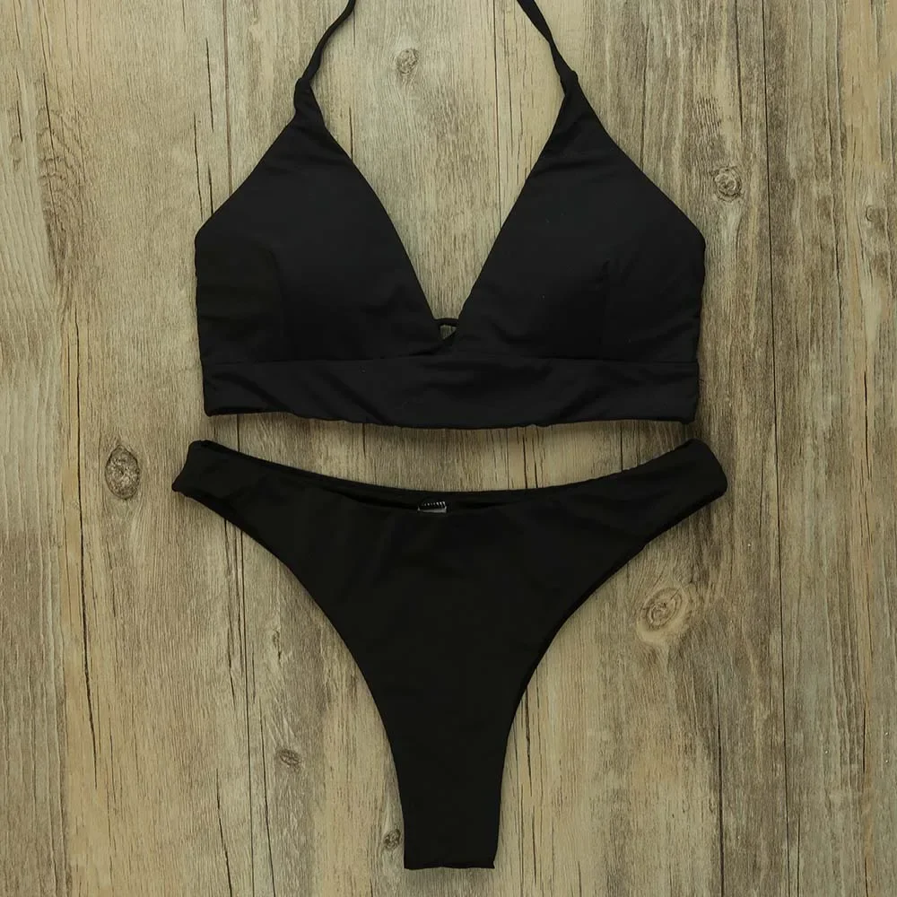 

Trikini Sexy Cheap Thong Bikinis 2025 Women Triangle Padded Swimsuit Solid Brazilian Swimwear Female Bathing Suit Beachwear
