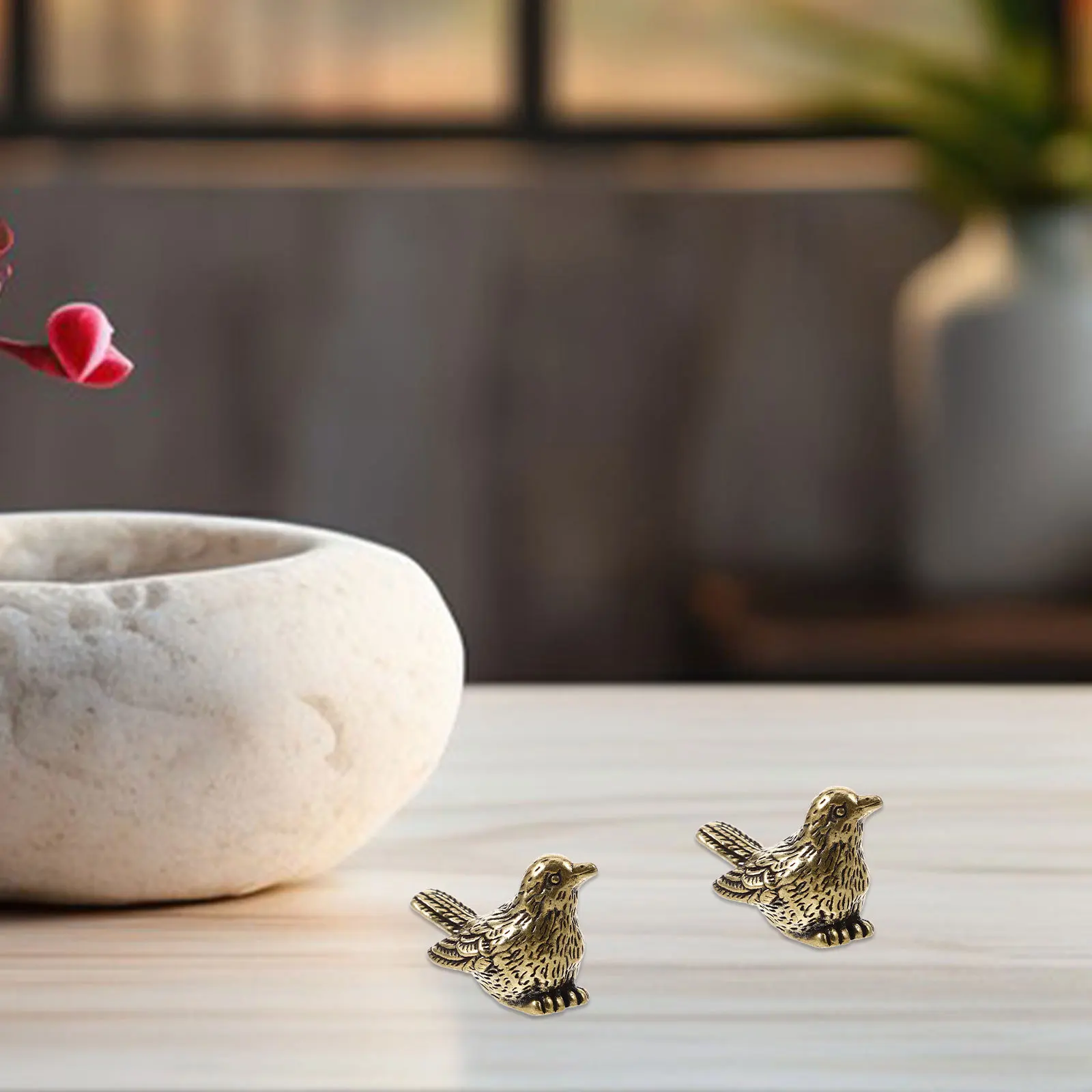 

4Pcs Tiny Brass Bird Sculpture Vintage Ethnic Style Miniature Animal Statues for Home Office Desk Decoration Gift