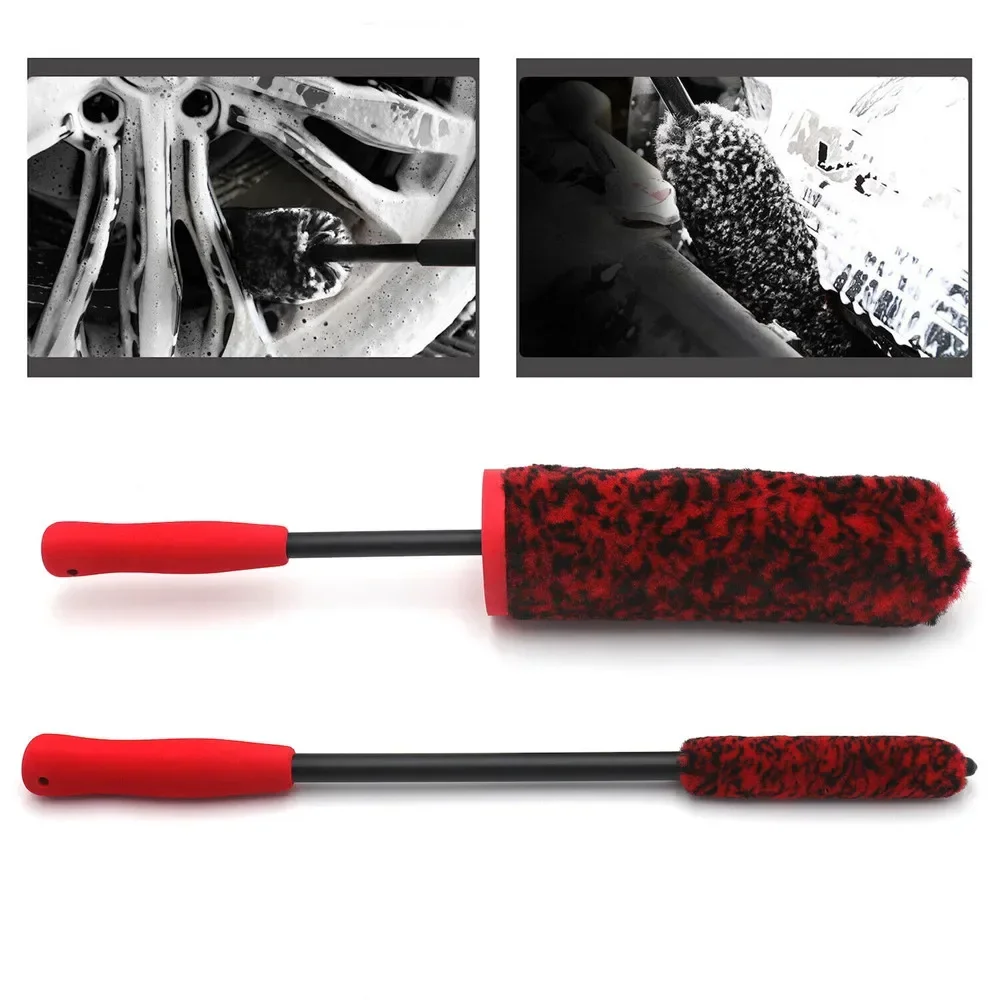 

Red Brush Car Wheel Wash Tire Soft Bristle Tyre Rim Detail Cleaning Tool Set Motorcycle Parts