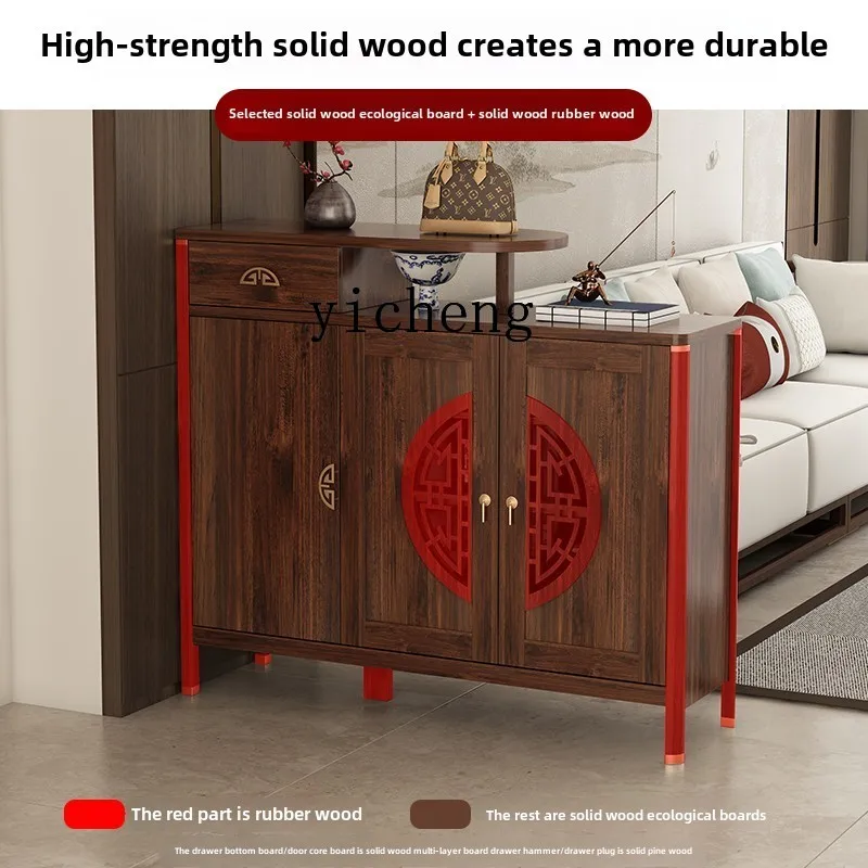 

Zz solid wood shoe cabinet living room partition screen entrance cabinet sofa half wall partition