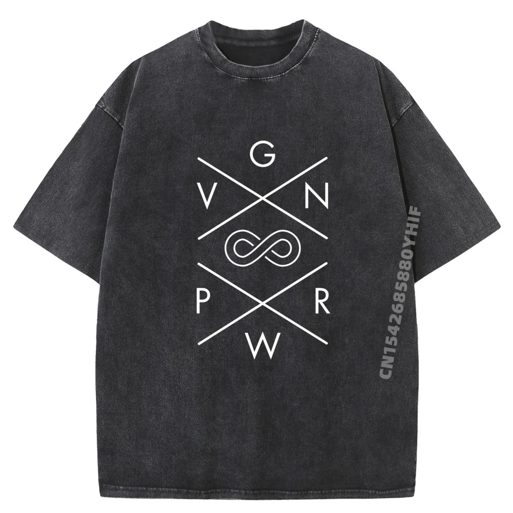 

Vegan Power Forever Gym Workout Luxury Designer Mens Tops & Tees Boyfriend Party Tshirts Casual Loose Washed T Shirt
