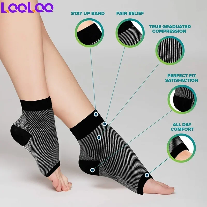 1Pair Plantar Fasciitis Compression Socks for Women & Men - Best Ankle Compression Sleeve, Provides Arch Support & Pain Relief