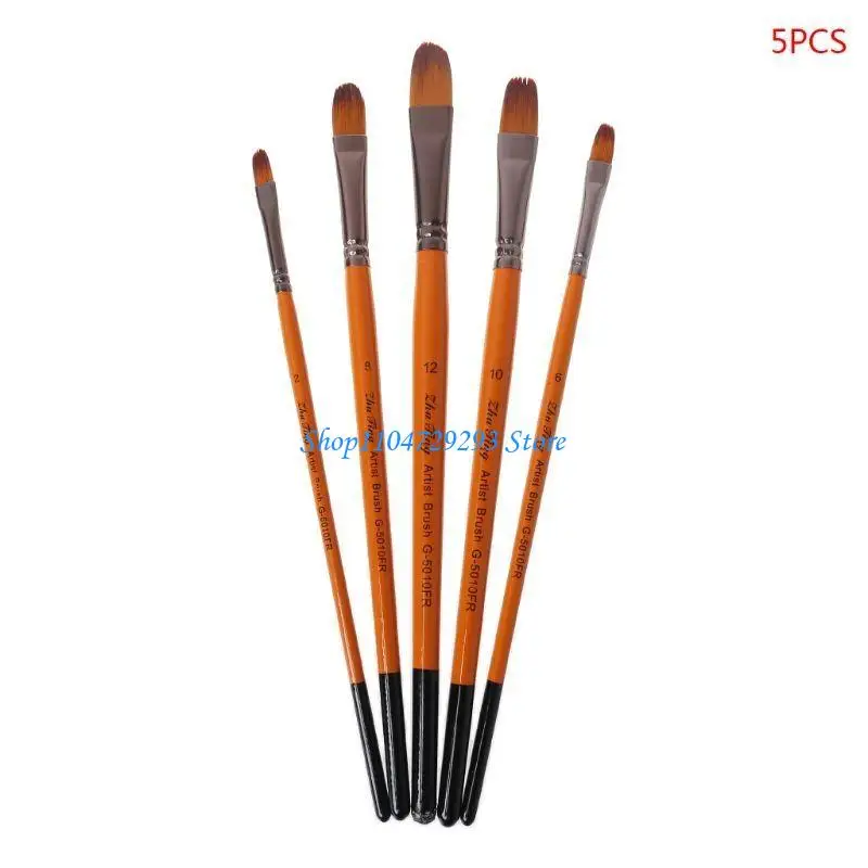 5Pcs Professional Oil Paint Brushes Set Fit for Gouache Acrylic Watercolor Body Painting #2/#6/#8/#10/#12 Brush Nib 