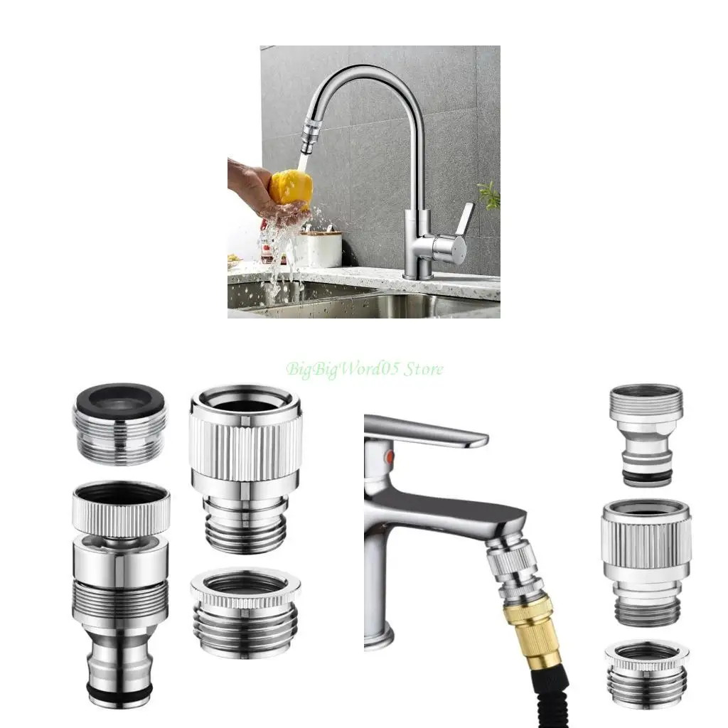 

24TE 4Pcs Universal Adapters Faucet Connectors for Garden and Shower Hose Attachment