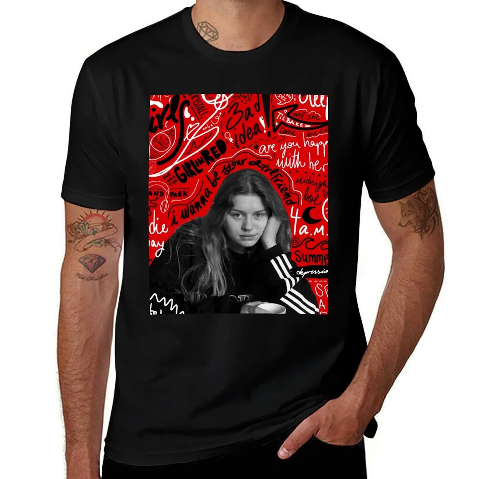

Girl in red Songs T-Shirt man t shirts cotton anime t shirts oversize
