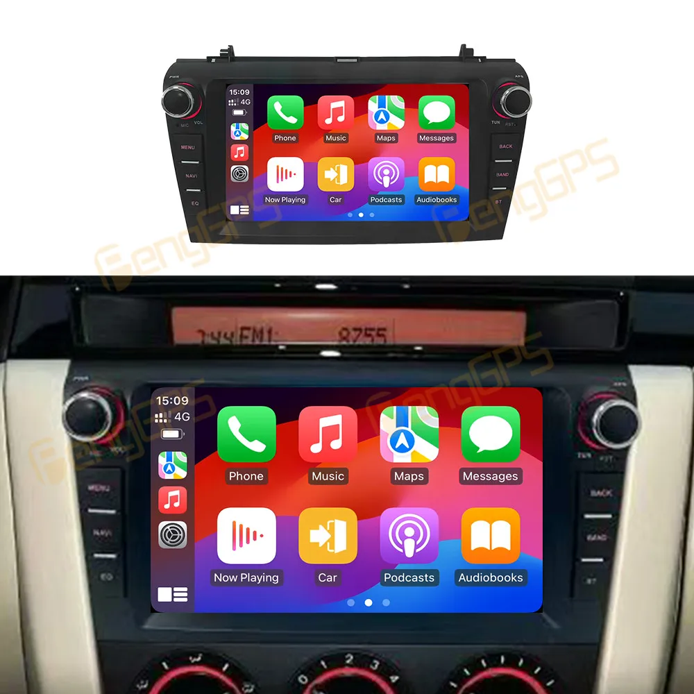 OEM Style 8.0 Inch QLED Screen Carplay Android 14 Car Radio For Mazda 3 2009-2012 GPS Navigation Multimedia Player Stereo DSP