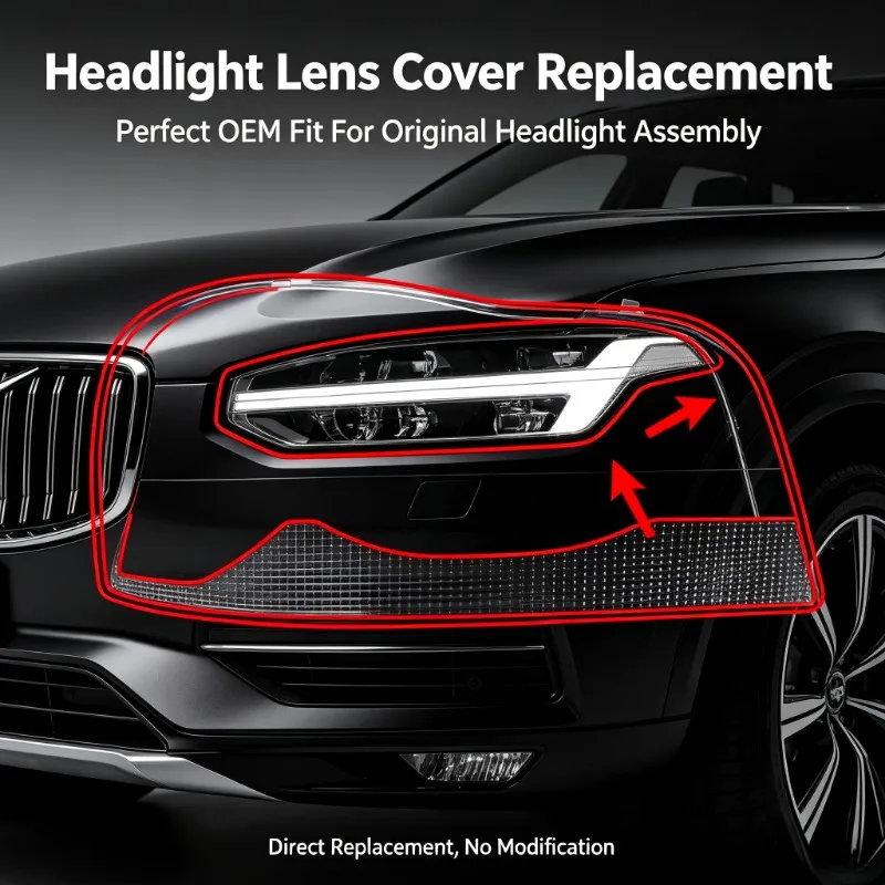 Moggic Headlight Lens Cover Compatible With 2004 2005 2006 2007 2008 2009 2010 2011 2012 2013 XC90 All Trim Levels Left
