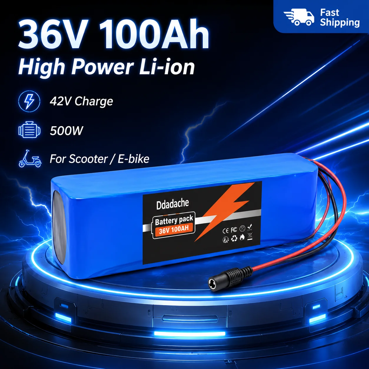 Image of Ersatzakku 36V 100000mAh für Elektroroller, Hochleistungs-3600Wh-Lithium-Akkupack für 500W-Roller, für 20-60