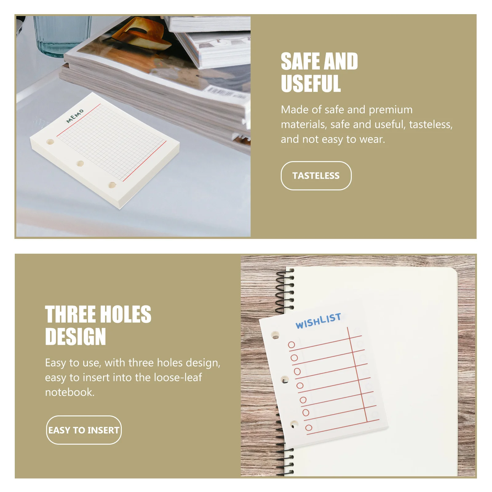 4Pcs Planner Notebook Loose Leaf Replacement Papers Detachable Punched Writing Paper Suitable for Student Stationery Journal