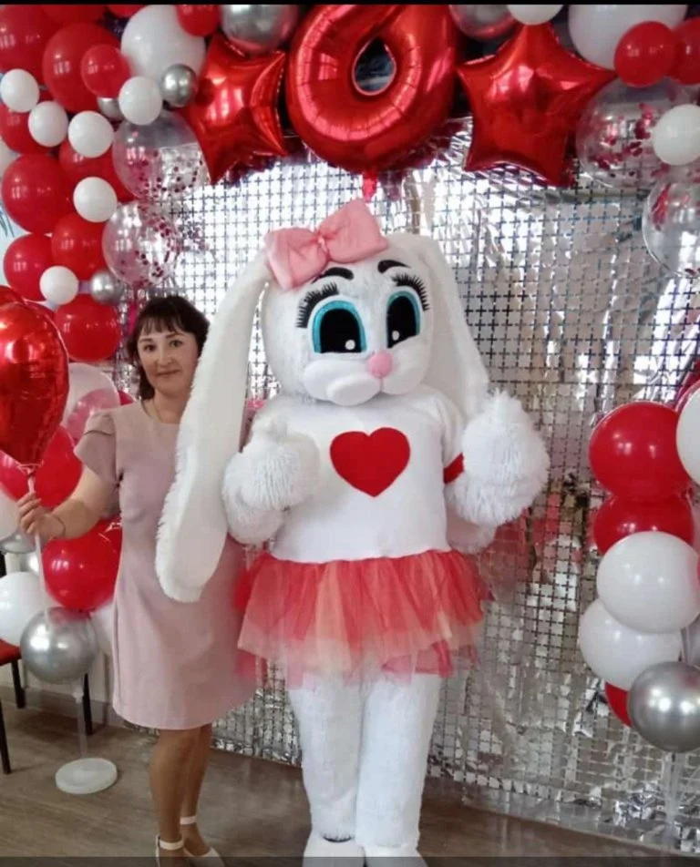 

White Rabbit Mascot Costume Red Fancy Dress Cute Cartoon Animal Suit for Parties and Events