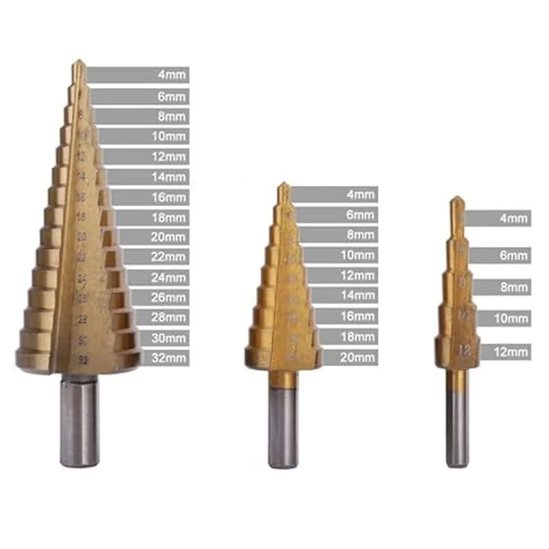 

AA50-7Pcs Step Drill Groove Saw Drill Set Step Up Drill Bits Spiral Cone Stepped Down Bits For Impact Drill