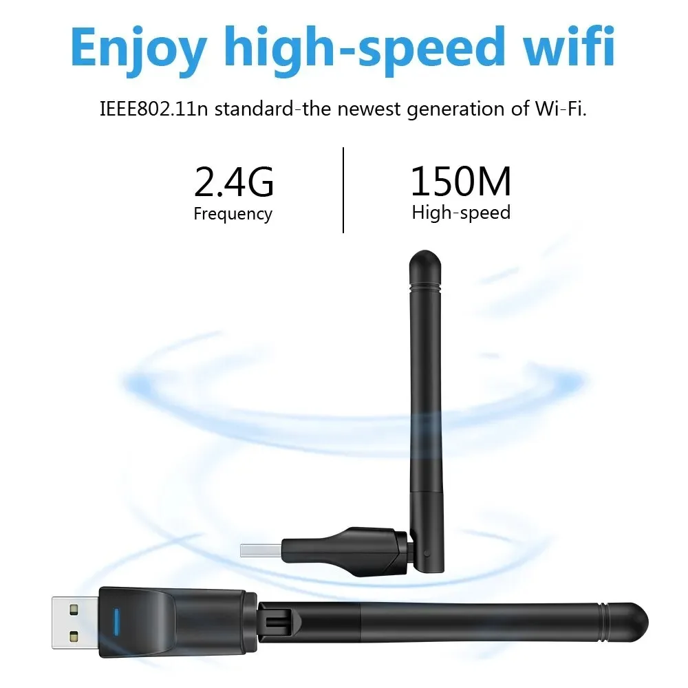 150Mbps MT7601 Mini USB WiFi Adapter Wireless Network Card 802.11 B /g/n Antenna Signal Receiver Dongle for PC Laptop Windows