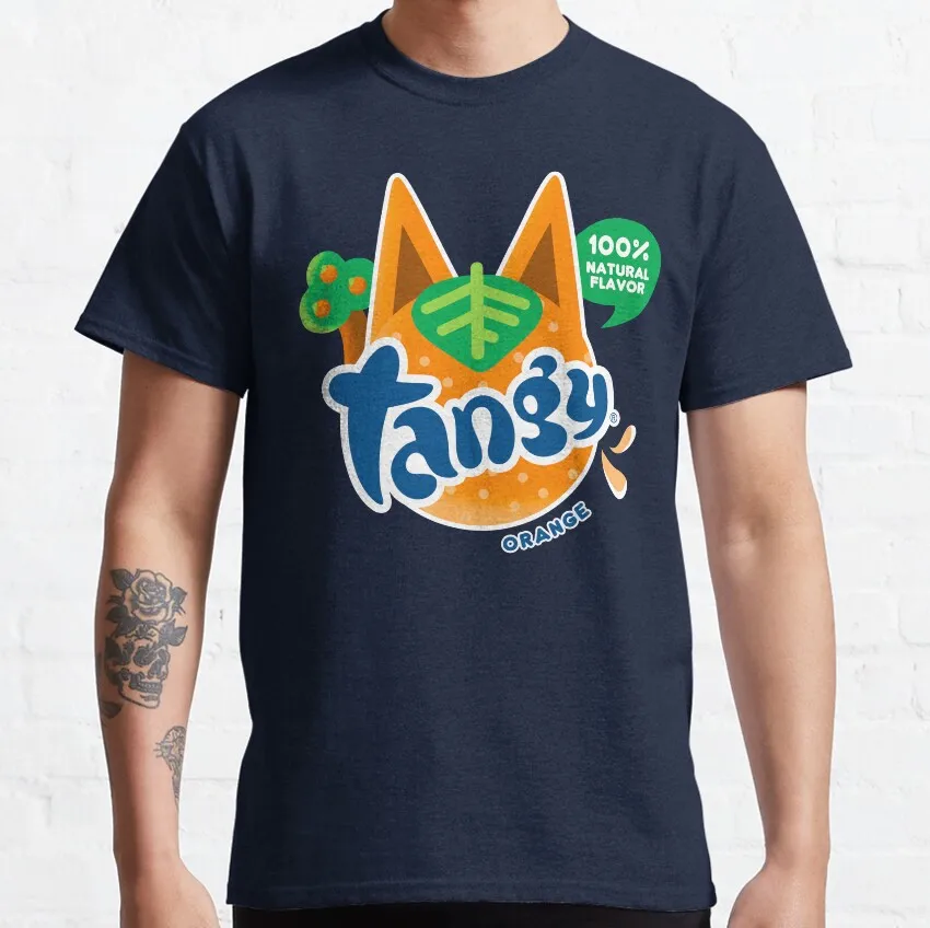 Tangy 100% natural flavor orange Funny Animal crossing videogame funny t shirt 100% cotton printed men's Large size clothing