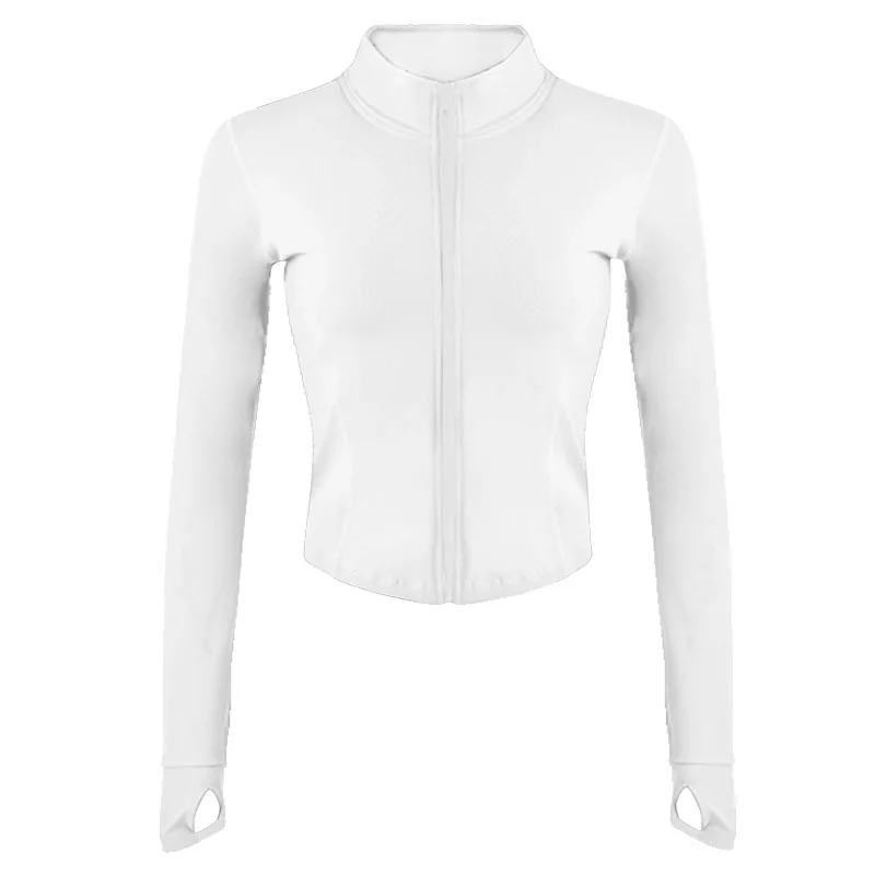 

Women Stretchy Full Zip Workout Yoga Track Jacket Slim Running Sports Jackets with Thumb Hole Long Sleeve Running